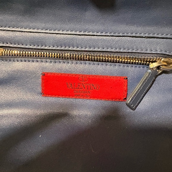 Valentino Garavani Blue Vitello Rockstud 2 Ways Small Shoulder Tote Bag - Picture 8 of 8